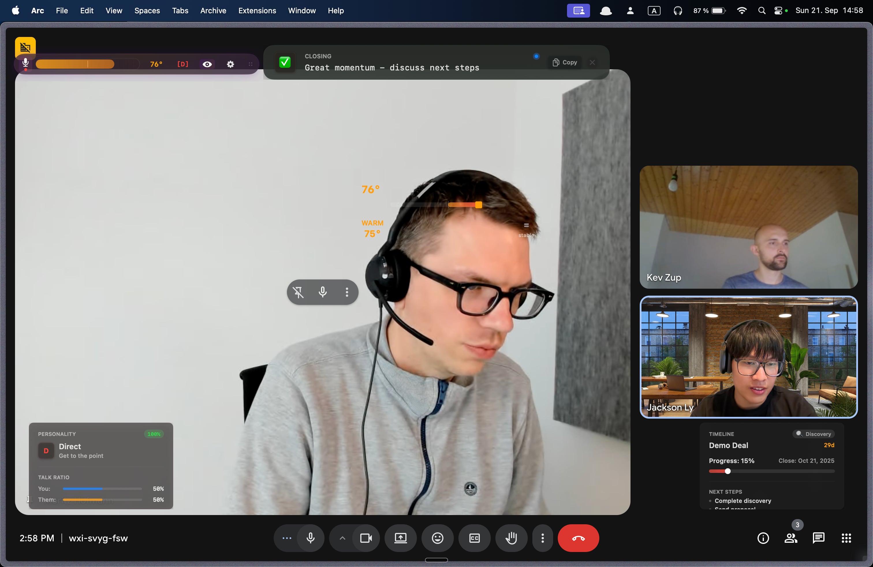 An Image of the Demo of the FastPal AI Realtime Sales Advisor and Coach